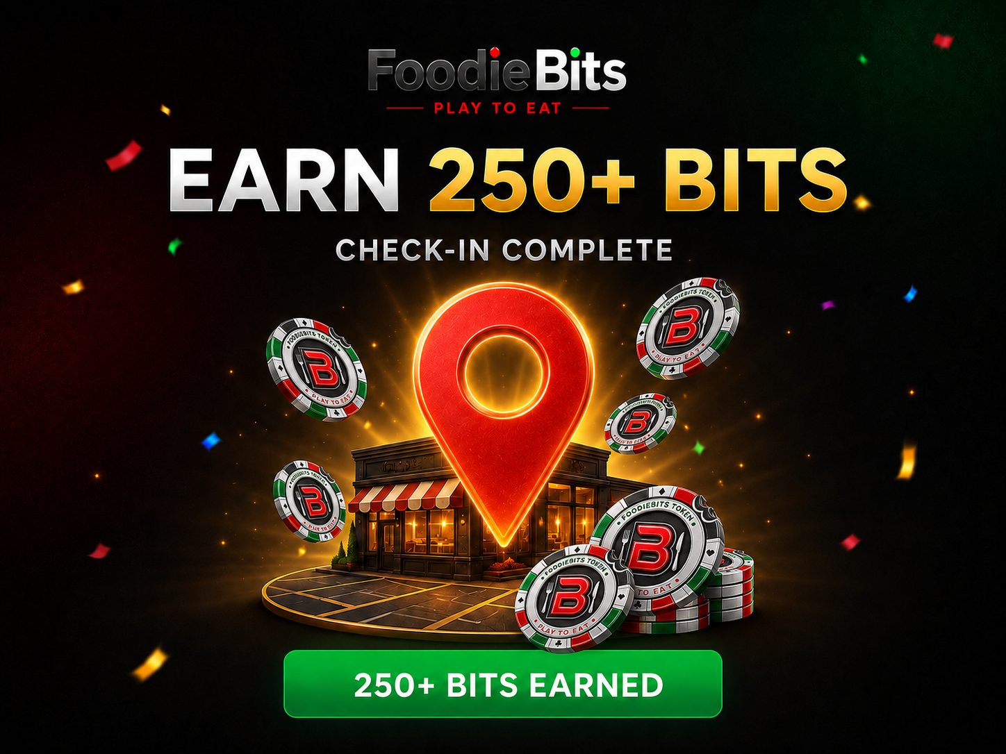 FoodieBits Check-In Reward example: earn 250+ Bits