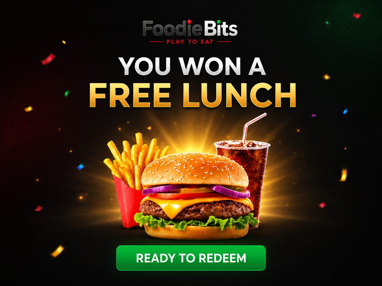 FoodieBits Lunch Drop reward example: you won a free lunch