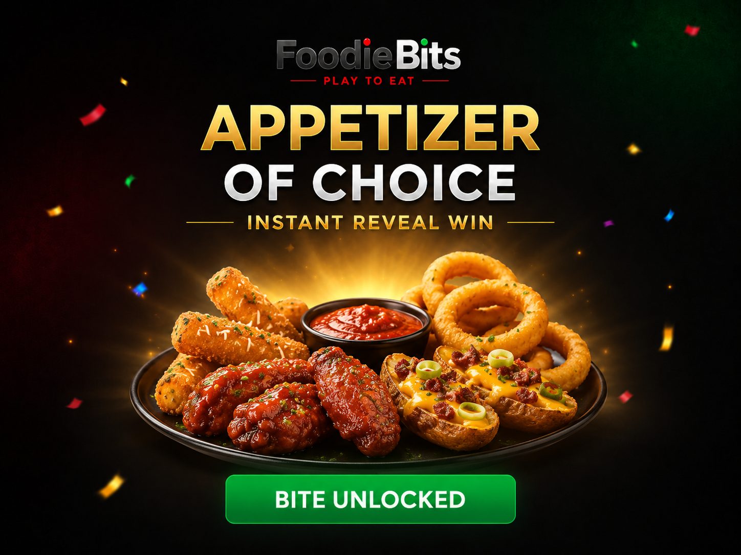 FoodieBits Scratch Reward example: appetizer of choice unlocked